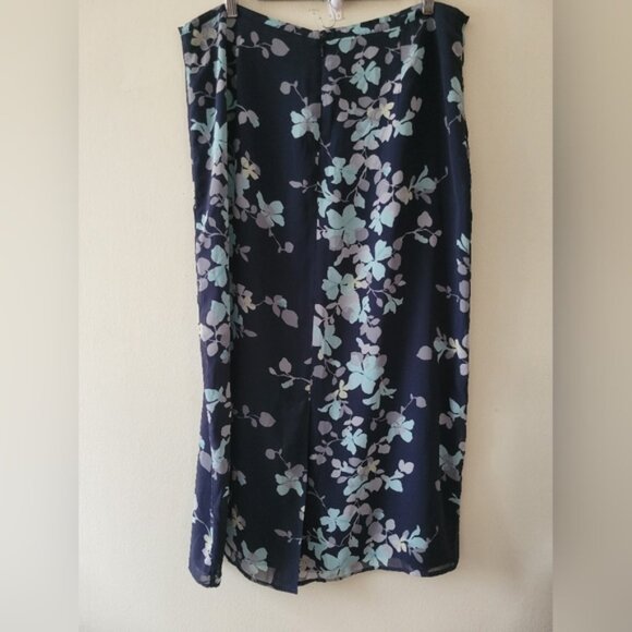 Old Navy Dresses & Skirts - Vintage Old Navy Plus Blue Floral Boho 90s Y2K Back Split Midi Maxi Skirt 16